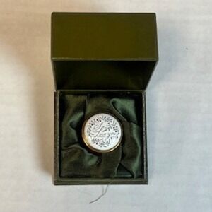 Crummles & Co Enamel Pill Box I Love You Wreath English Trinket Box Red Gold